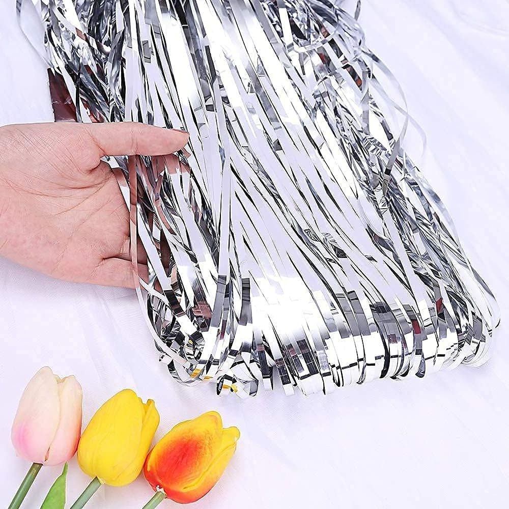 customized metallic rain tinsel foil fringe curtain iridescent for party wedding backdrop decoration