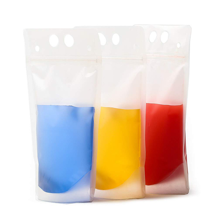 Factory Custom Juice Beverage Bags Zipper Cold Frozen Jelly Packaging Reusable Plastic Juice Drink Pouches With Straw Hole