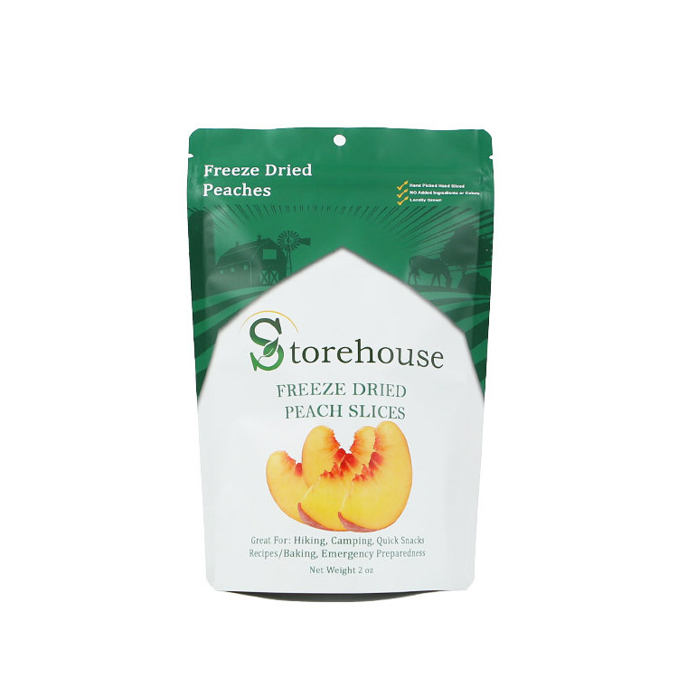 Wholesale custom OEM food standup freeze dried peaches pouch bags with aluminum foil matte food packaging