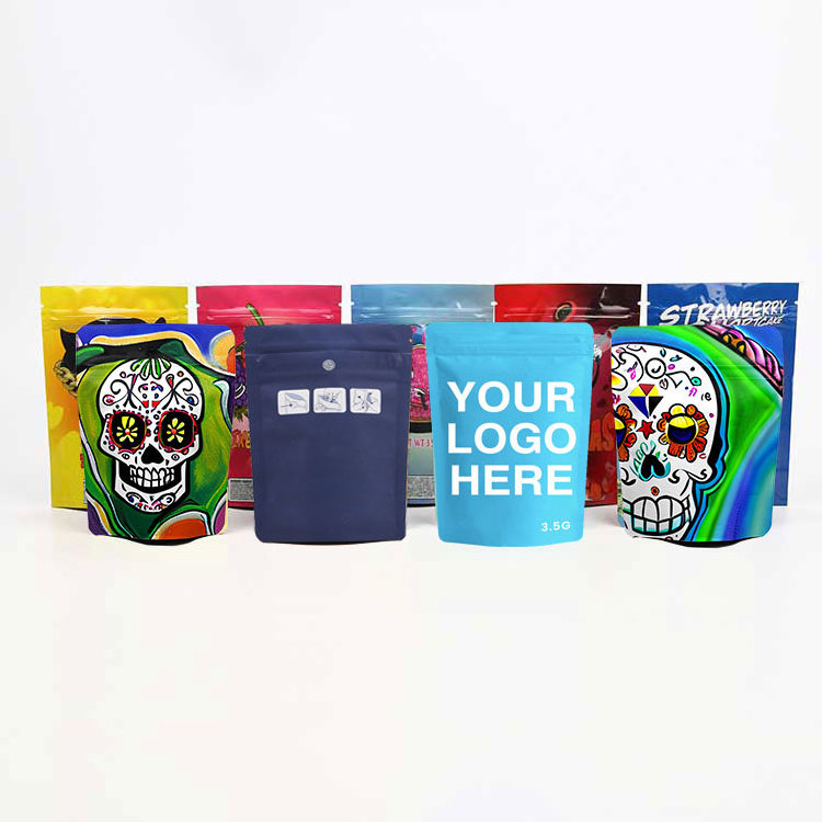 Digital Design Logo Printed Custom Mylar Plastic 3.5g 7g 14g 28g Stand-up Baggies Zip Lock Food Mylar Pouch Bag