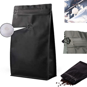 Wholesale Eco Friendly Resealable Private Label Flat Bottom Gusset 12oz One Way Valve Custom Printed Coffee Bag