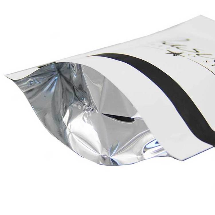 Laminated aluminum foil zip lock bag stand up pouch /matt white foil pouch /zip lock coffee bag with degassing valve