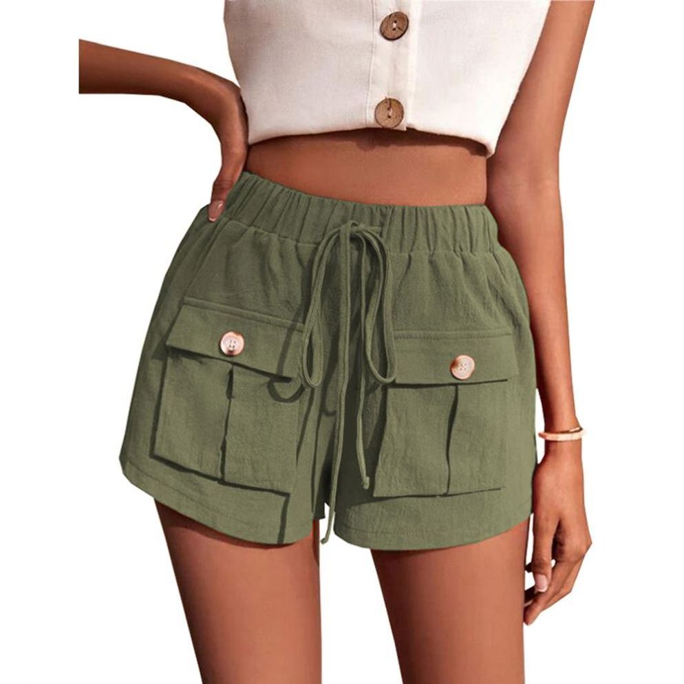 Summer Girls Casual Mid-waist Baggy Boxer Shorts with Pockets for Women