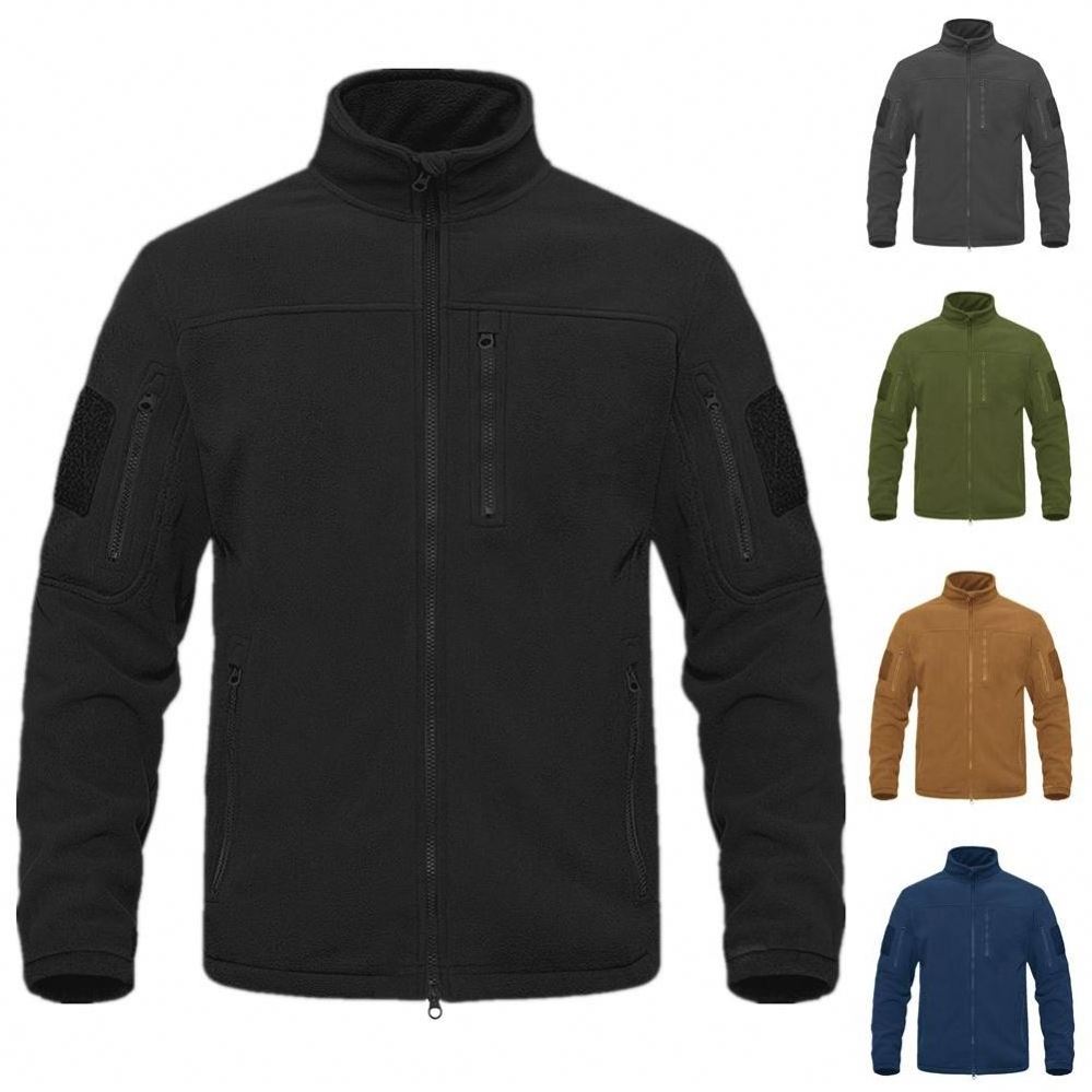 OEM Custom Design Thick Zip Men Winter Jackets Custom Men Outdoor Grey Soft Shell Jackets Fleece Jacket Without Hood