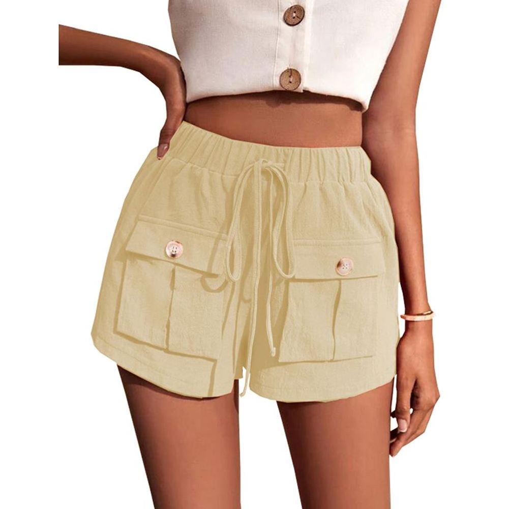 Summer Girls Casual Mid-waist Baggy Boxer Shorts with Pockets for Women