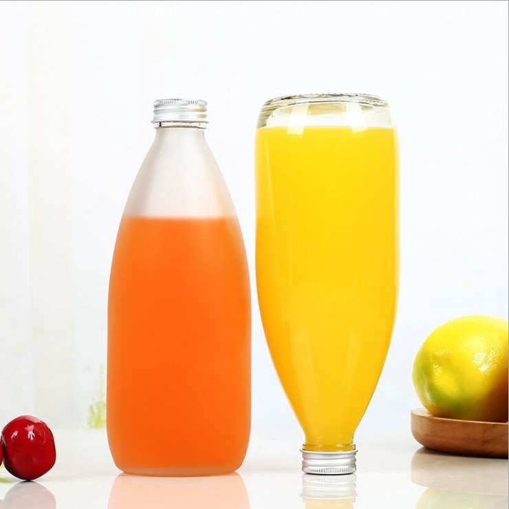 Hot Sell Glass Jars 16 oz Beverage Enzyme Bottle Round Package Empty Glass Bottles Juice with Aluminum Screw Lid