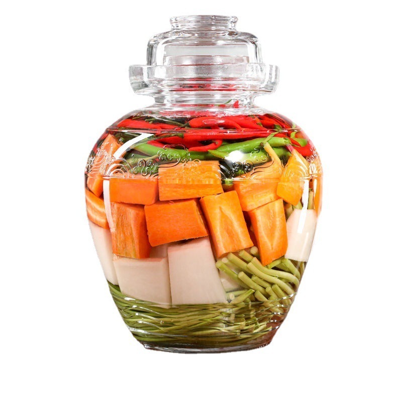 wholesale Household Pickle With Lid Home Brewing and Fermenting Glass Storage Jar