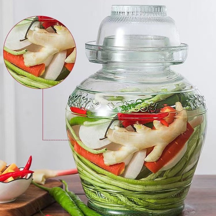 wholesale Household Pickle With Lid Home Brewing and Fermenting Glass Storage Jar