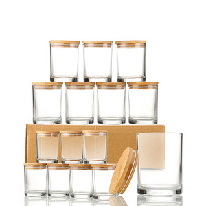 Customization Clear Round Glass Mason Jar For Food Container Storage Glass Candle Jars With Bamboo Lids