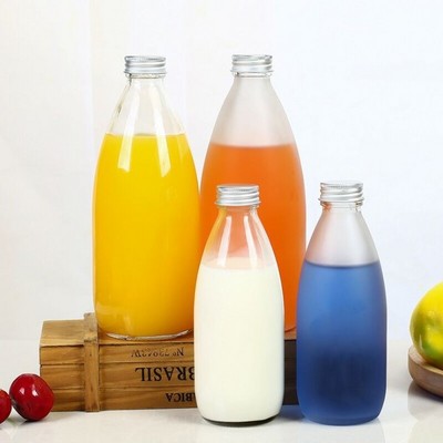 Hot Sell Glass Jars 16 oz Beverage Enzyme Bottle Round Package Empty Glass Bottles Juice with Aluminum Screw Lid