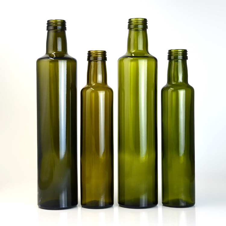 Wholesale 100ML 250ML 500ML 750ML Amber Green Round Olive Oil Camellia Oil Bottle With Lids