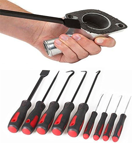 9 PCS Removal Tool Scraper Hook Pick Set O Rings Seals Rubber Handle Auto Repair