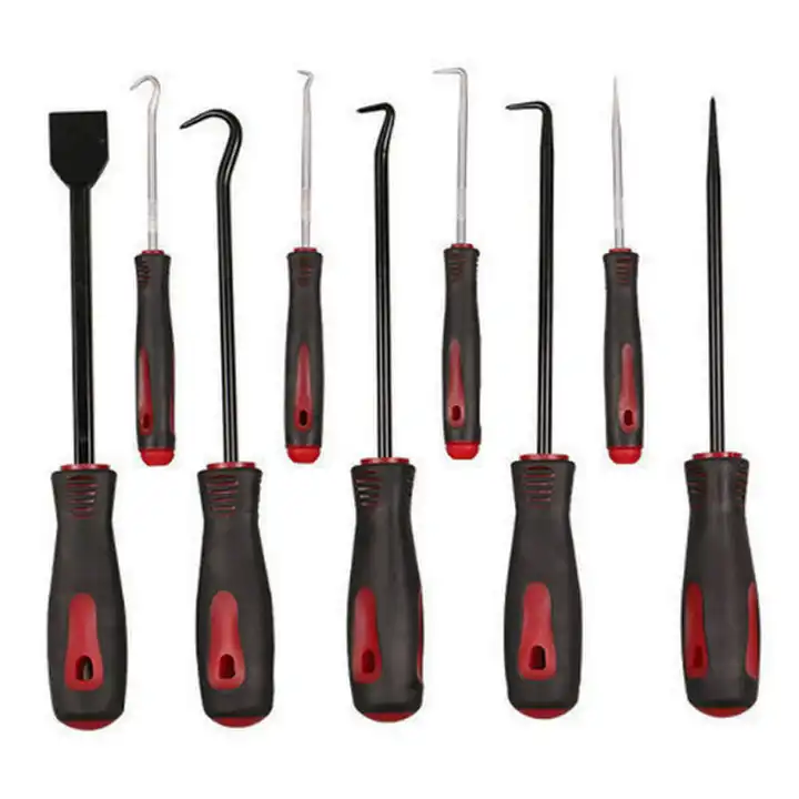 Auto Repair 9 Pieces Scraper Hook and Pick Tool Set Car Removal Tool O Rings Seals Rubber