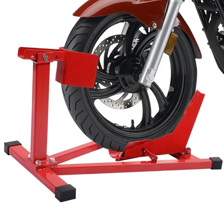 Movable Steel Motorcycle Front Wheel Chock Parking Equipment Support Paddock Wheel Stand