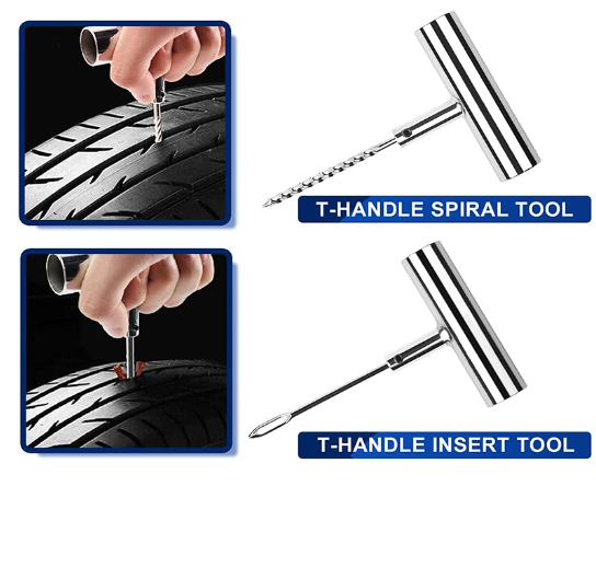 Tire Puncture Repair Plug Kit Tubeless Tire Repair Tool Set Flat Tire Puncture Repair Kit for Cars Motorcycle