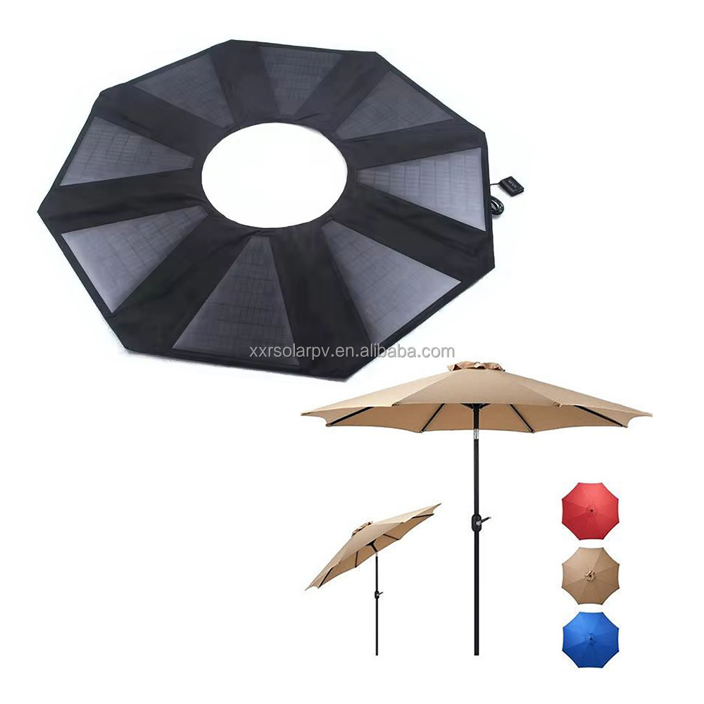 New design outdoor umbrella shape solar panel charger 50W powered led solar panel umbrella design