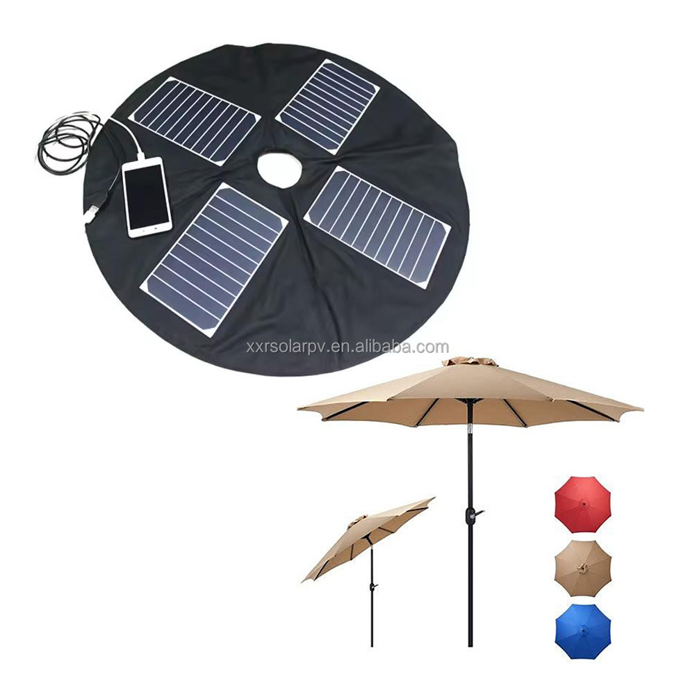 New design outdoor umbrella shape solar panel charger 50W powered led solar panel umbrella design