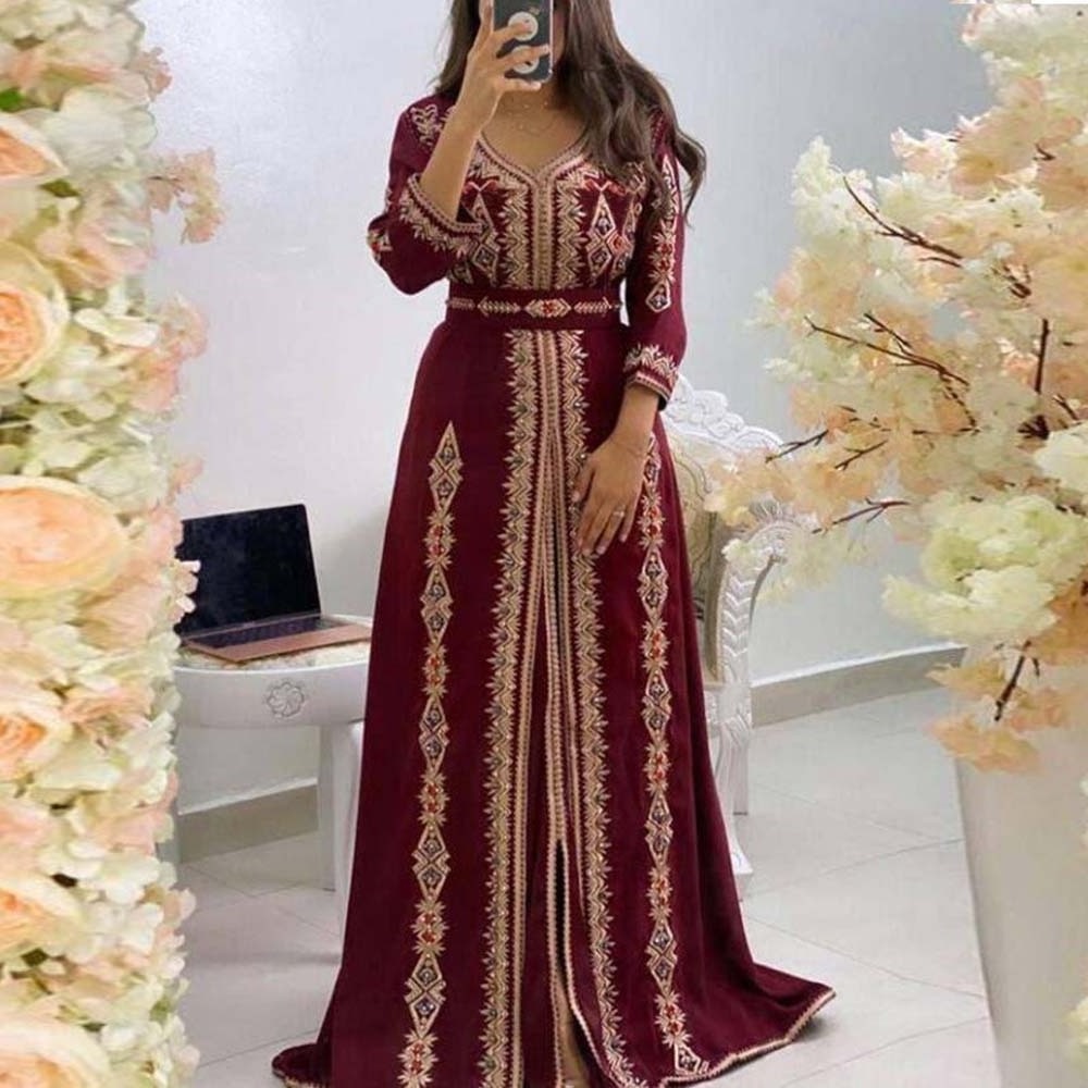 Matchyou Gown Evening Dresses Arabic Turkey Abaya Islamic Moroccan Kaftan For Women Caftan Moroccan Kaftans Dubai