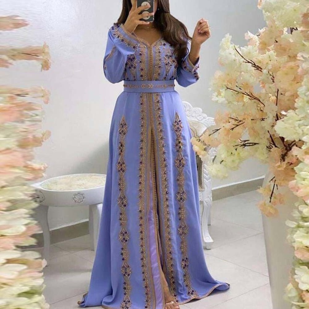 Matchyou Gown Evening Dresses Arabic Turkey Abaya Islamic Moroccan Kaftan For Women Caftan Moroccan Kaftans Dubai