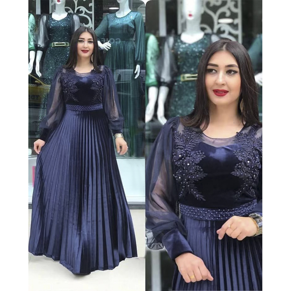 Plus Size African Party Dresses for Women 2022 New Fashion Dashiki Ankara Wedding Gowns Elegant Muslim Kaftan Pleated Maxi Dress