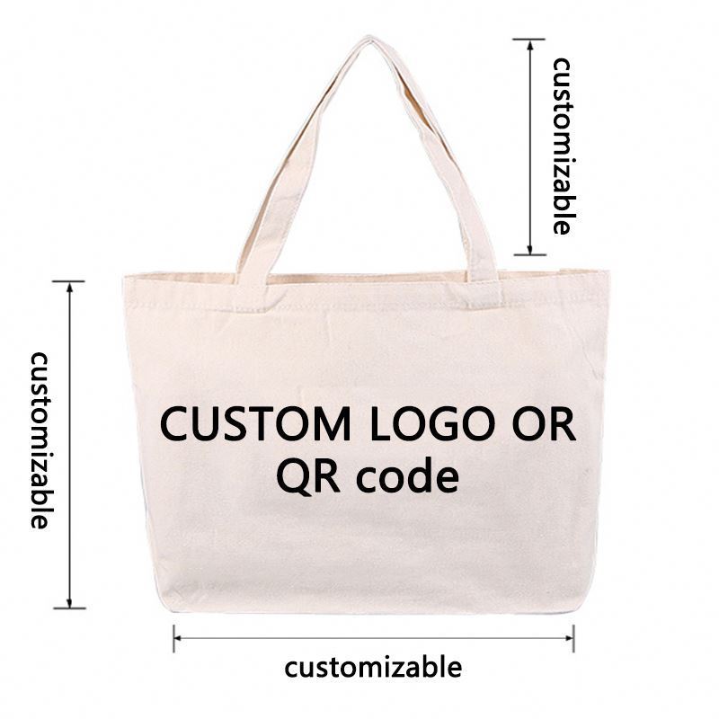 custom Blank Plain personalized reusable textile shopping bags Print Logo eco friendly Recycled Cotton custom Canvas Tote Bag