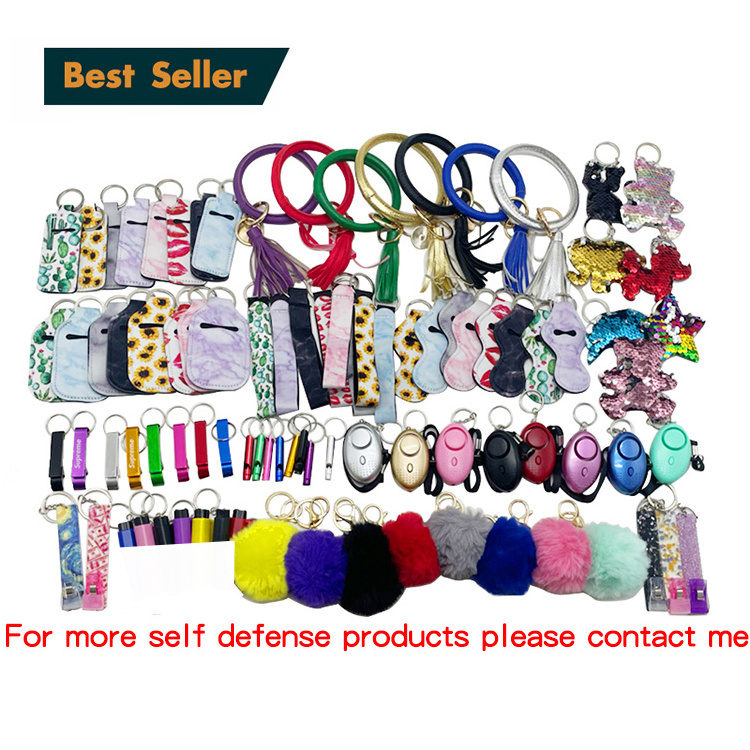 12pcs/set fashion self defense keychain set tools supplies alarm products weapons ring self defense keychain for women