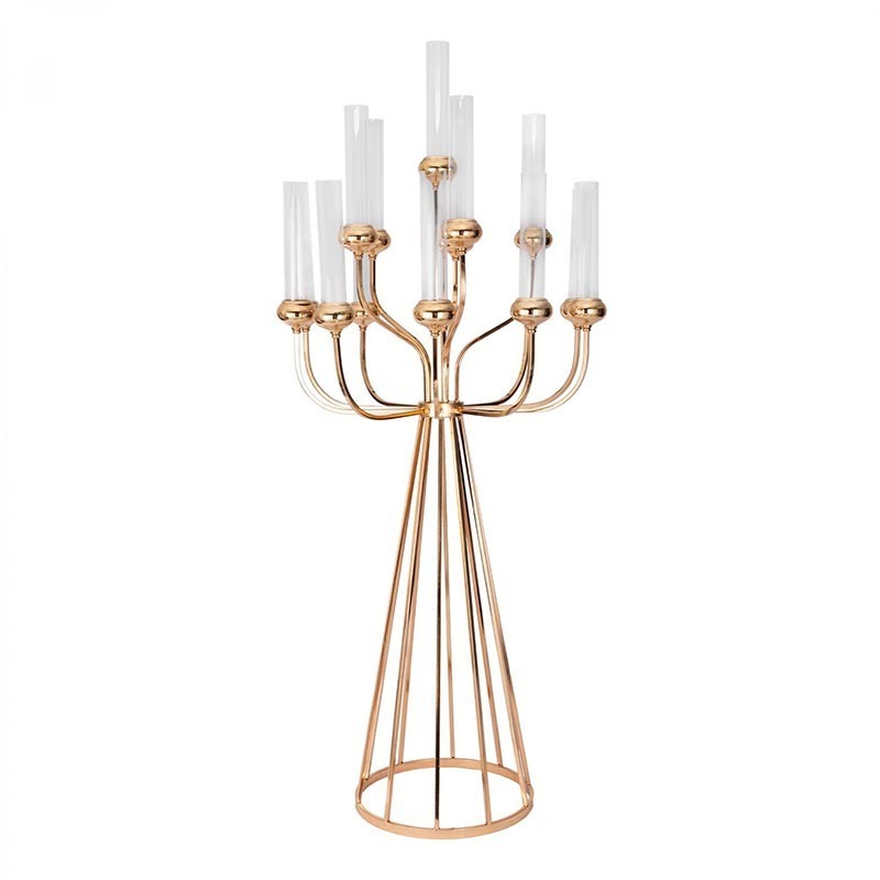 European Style Luxury Gold Metal Candlestick Table Centerpieces Candle Holder for Wedding Decoration