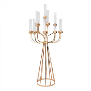 European Style Luxury Gold Metal Candlestick Table Centerpieces Candle Holder for Wedding Decoration