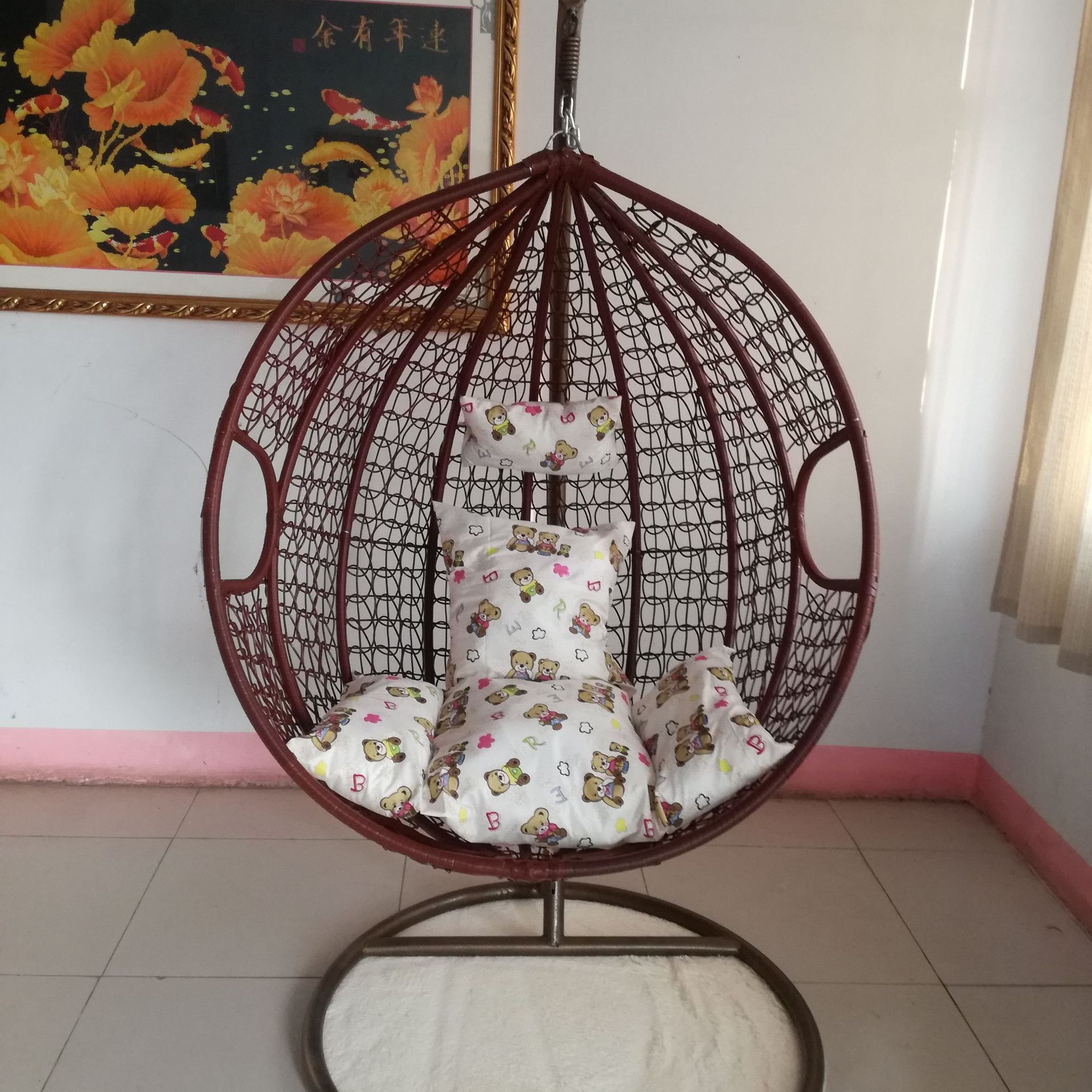 Swing hanging chair basket rattan chair hammock, balcony chair leisure rattan chair, indoor single swing