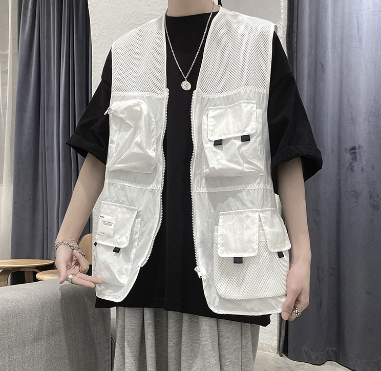 wholesale safety outer door vests hot sale cotton utility Vests with Pockets  men's sleeveless winter