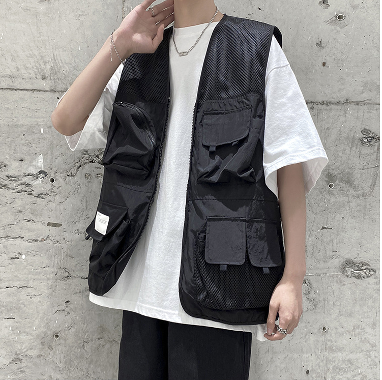 wholesale safety outer door vests hot sale cotton utility Vests with Pockets  men's sleeveless winter