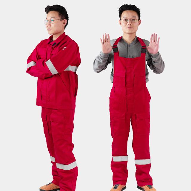 88%cotton 12%nylon 7OZ 10cal/cm2 arc flash ultrasoft Flame Resistant two piece work suit FR shirt and pant bib pant