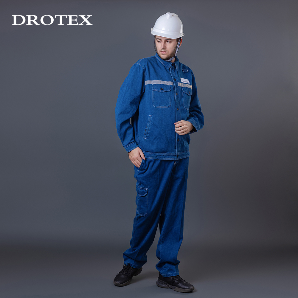 Safety Denim Chemical Industrial Fire Resistant Workwear Jacket Pants Work Clothes Safety Suits Work