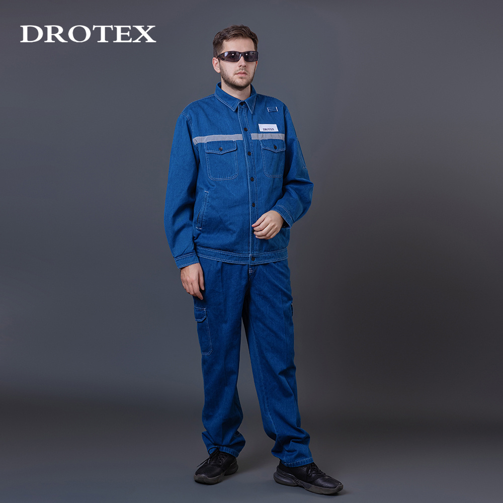 Safety Denim Chemical Industrial Fire Resistant Workwear Jacket Pants Work Clothes Safety Suits Work