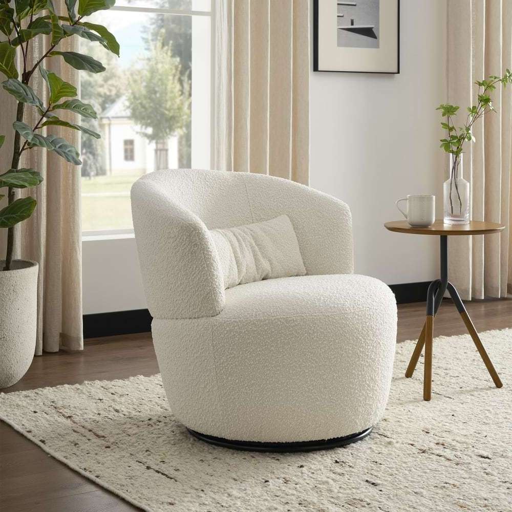 luxury lounge chair wool Chaise sillias White Boucle Accent chairs swivel Armchair modern sofa chair