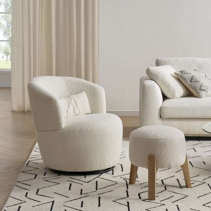 luxury lounge chair wool Chaise sillias White Boucle Accent chairs swivel Armchair modern sofa chair