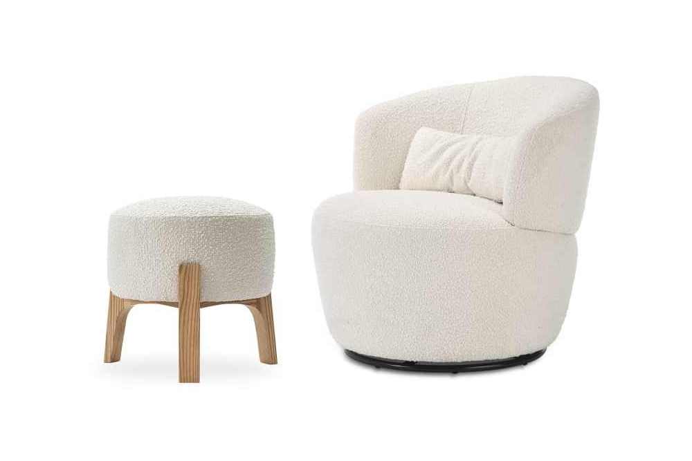 luxury lounge chair wool Chaise sillias White Boucle Accent chairs swivel Armchair modern sofa chair