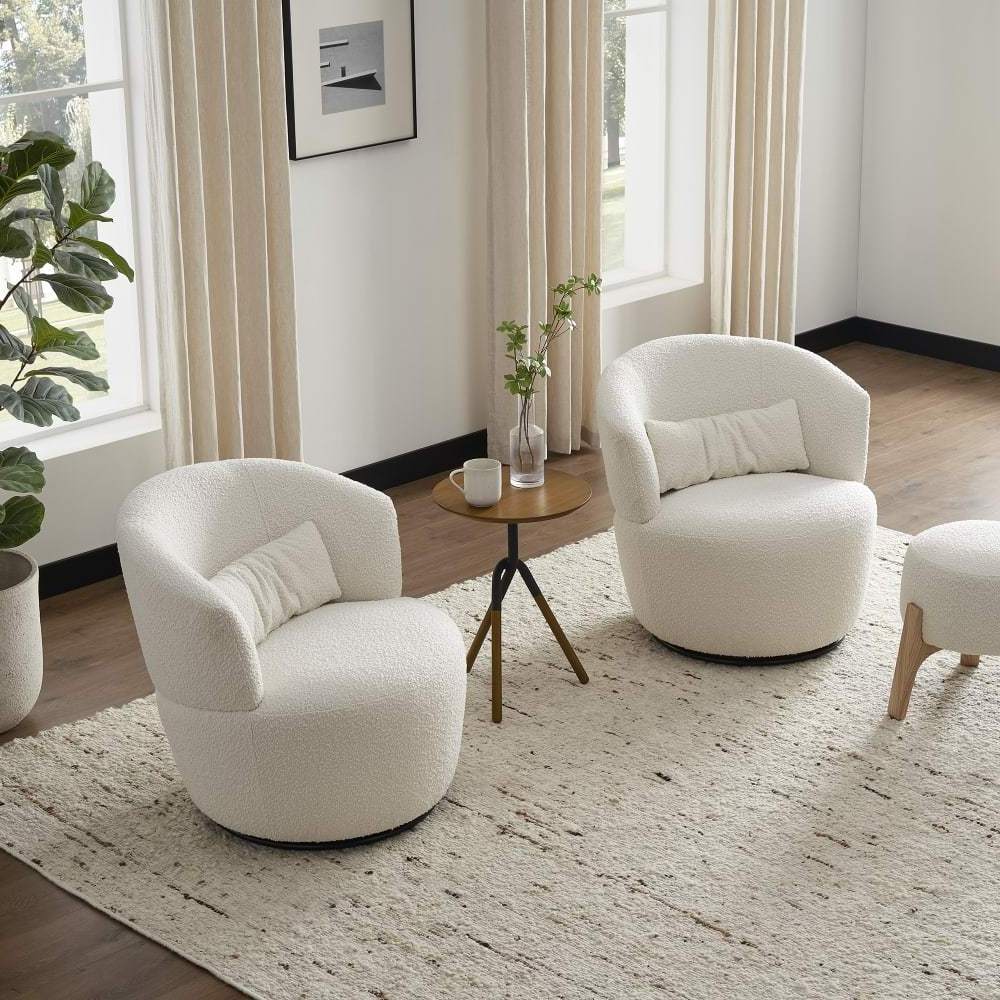 luxury lounge chair wool Chaise sillias White Boucle Accent chairs swivel Armchair modern sofa chair