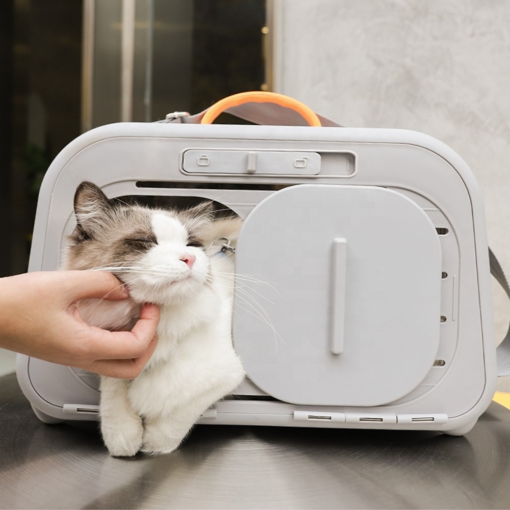 Plastic Cat Carrier Hard Outdoor Space Capsule Sided Door Cat Carrier