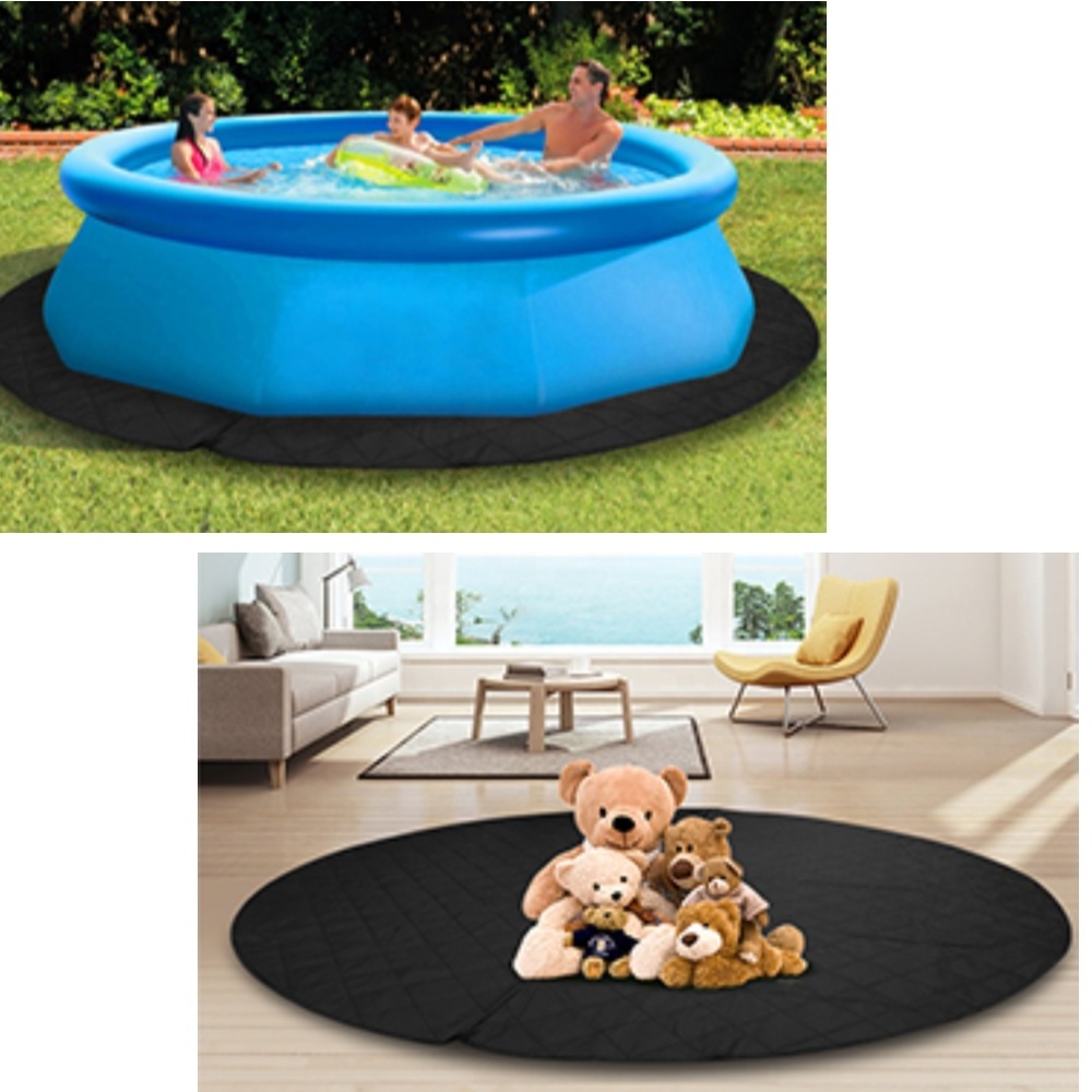 Pool Floor Protector for Hot Tub Spas and Swimming Pools, All-In-One Black Waterproof Inflatable Hot Tubs Mat