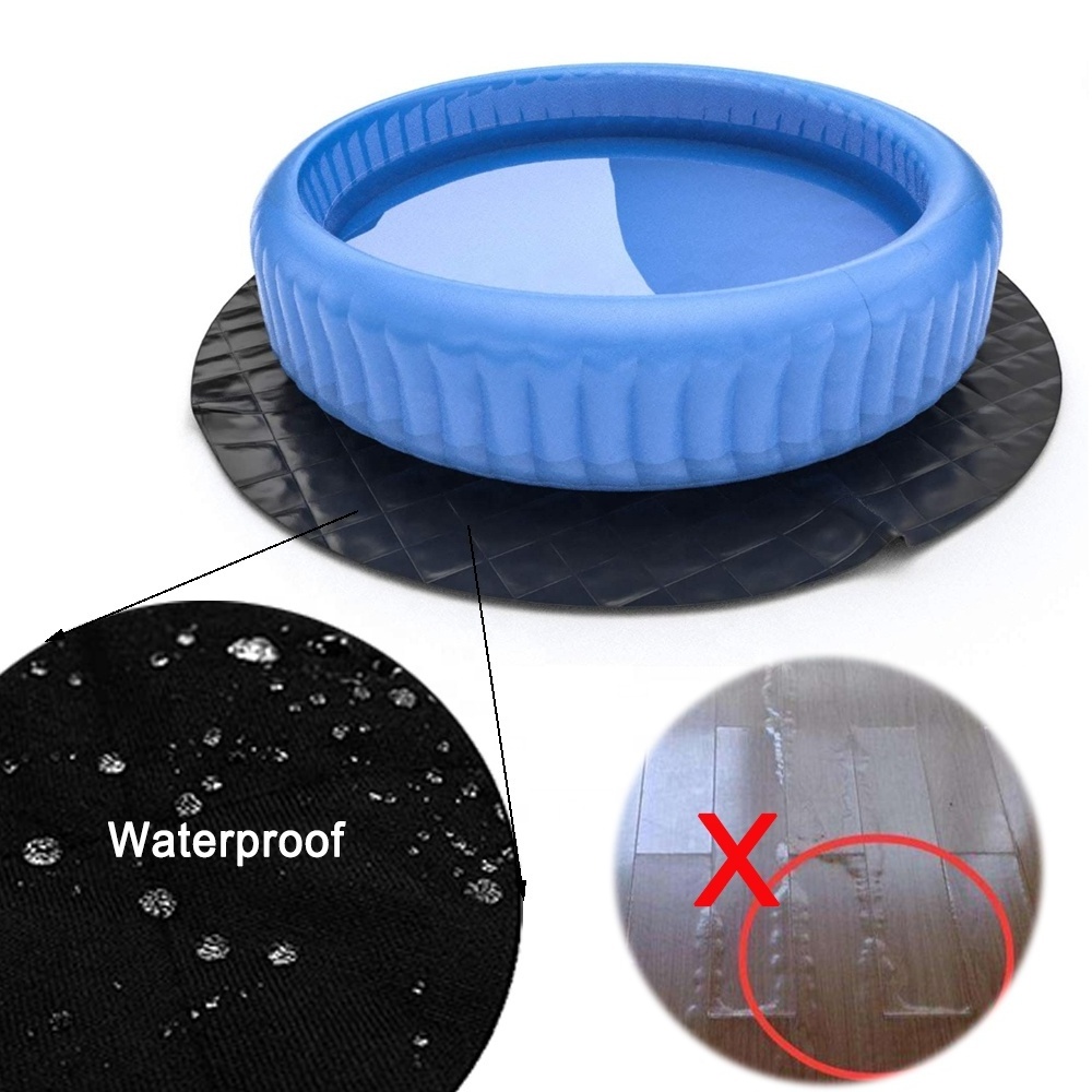 Pool Floor Protector for Hot Tub Spas and Swimming Pools, All-In-One Black Waterproof Inflatable Hot Tubs Mat