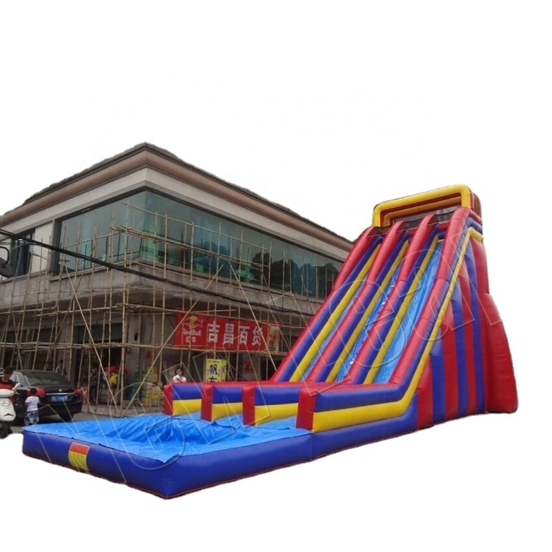 Giant commercial inflatable double lane water slide with pool for adults