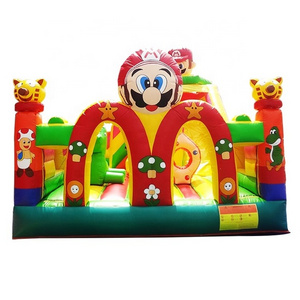 High Quality Cartoon Fun City Jumping Castle Inflatable Playground with Slide For Sale