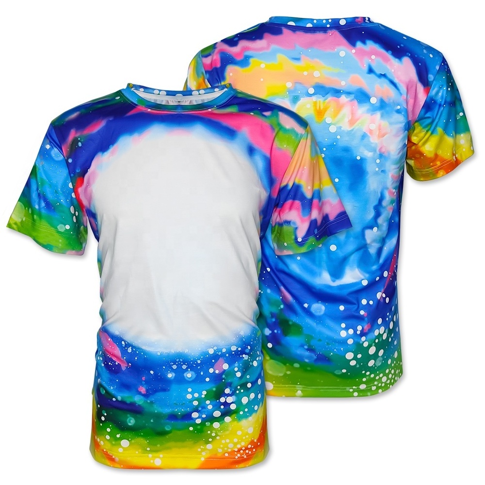 Subbank Wholesale Dry-quick and Breathable Polyester T-shirts Sublimation Oversized US Tie dye Bleached T shirt