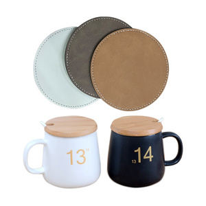 Subbank Wholesale Leather Cup Mat Custom  Printed DIY Sublimation Blank Leather Coaster