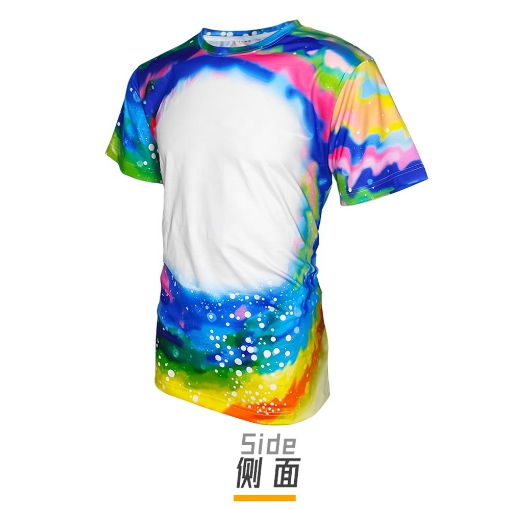 Subbank Wholesale Dry-quick and Breathable Polyester T-shirts Sublimation Oversized US Tie dye Bleached T shirt