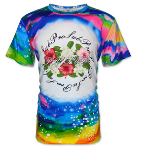 Subbank Wholesale Dry-quick and Breathable Polyester T-shirts Sublimation Oversized US Tie dye Bleached T shirt