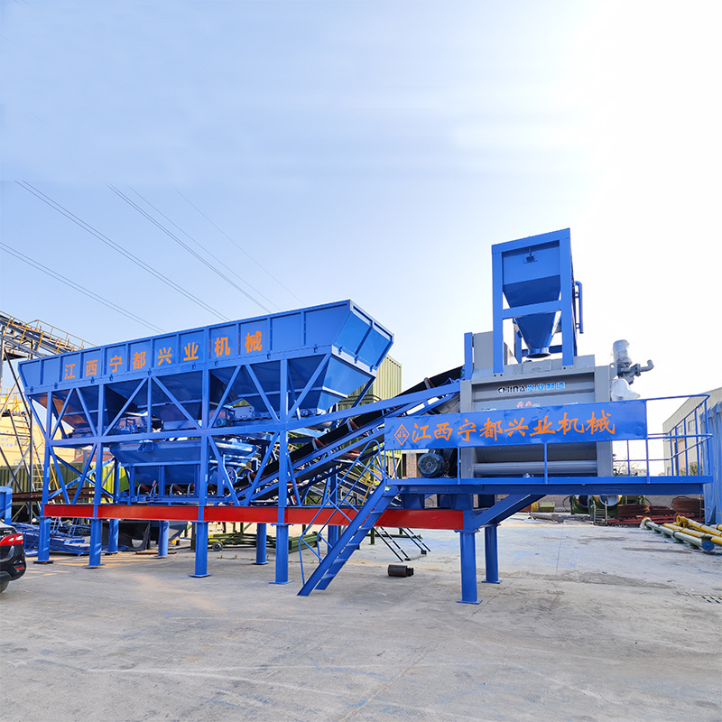 Highly Efficient Forced Concrete Mixer Small Mobile 60 m3 Concrete Batching Plant with Two Aggregates Hoppers