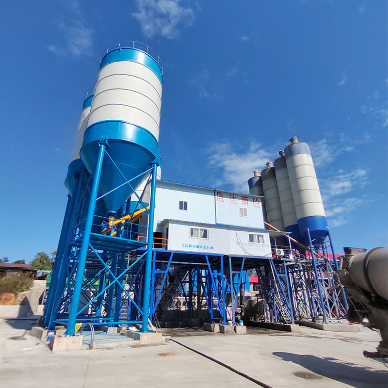 mobile dry HZS75 concrete batching plant cement mixing plant machine with control system