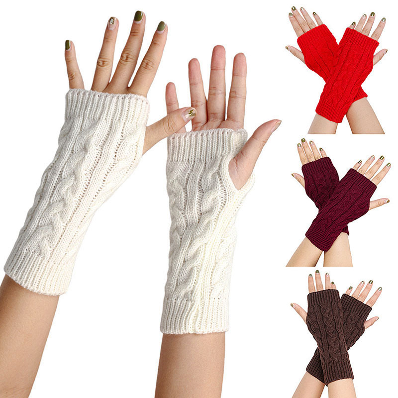 Women Winter Knitting Arm Cover Warmer Sleeve Wrist Fingerless Mitten For Cosplay Party Costume Girls Christmas Gloves